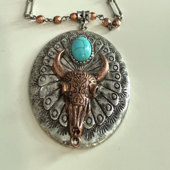 SHYANNE- Turquoise and Copper Bull
Pendant Necklace - Picture 5 of 13